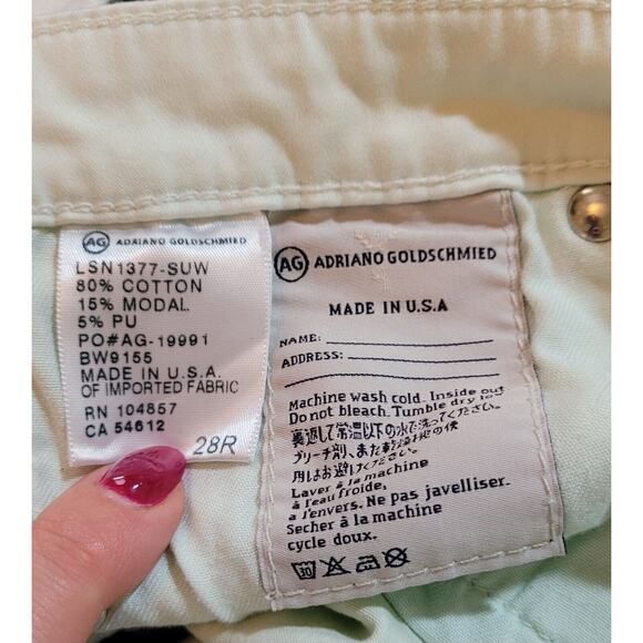 AG Adriano Goldschmied Stevie Slim Straight Ankle Jeans Green 28R EUC - Picture 3 of 6